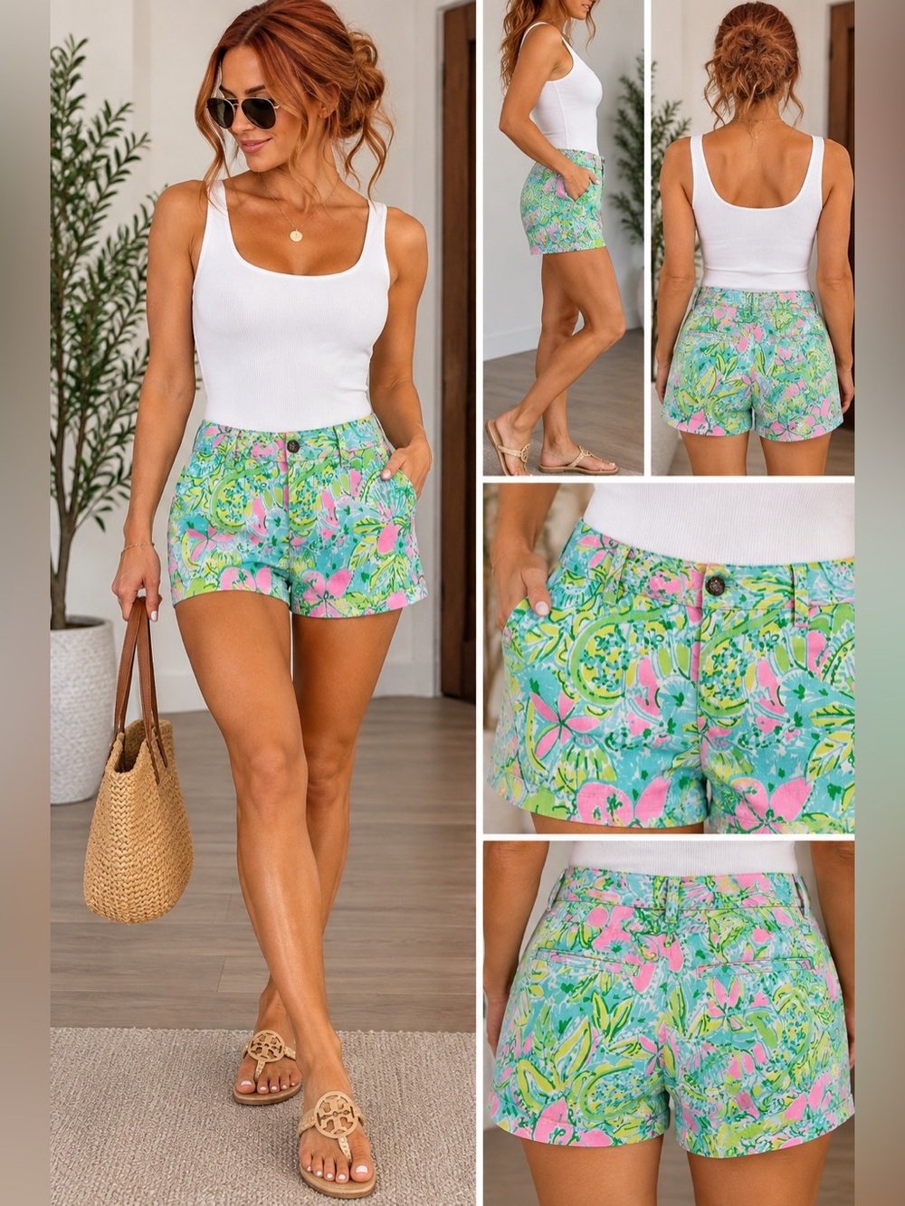 Lilly Pulitzer Walsh Shorts Coconut Jungle Tropical Print Size 4